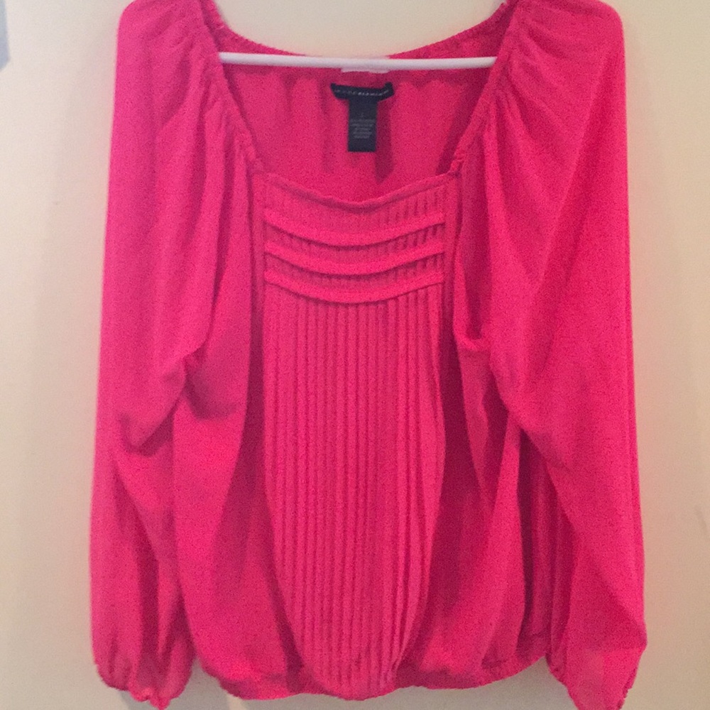 Grace Elements Bright Pink Pleated Front Blouse